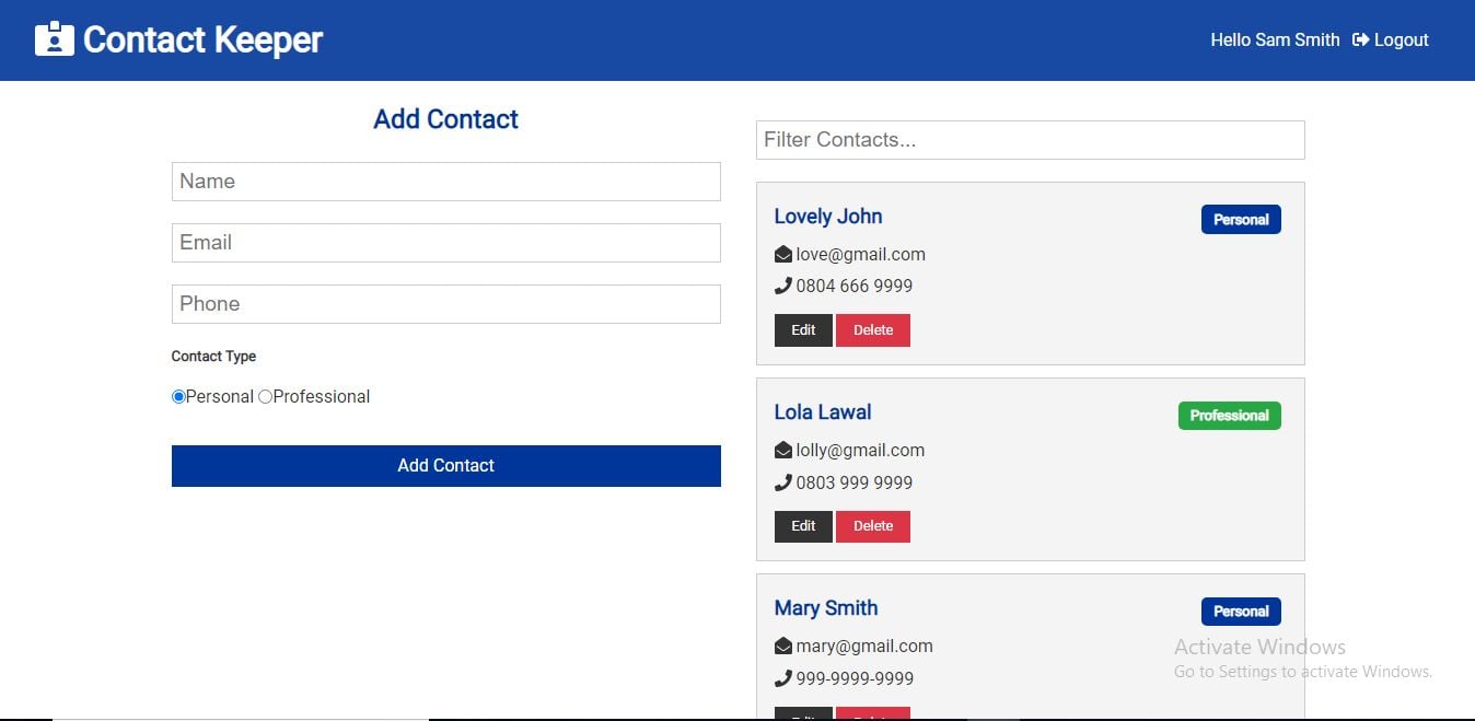Contact Keeper App